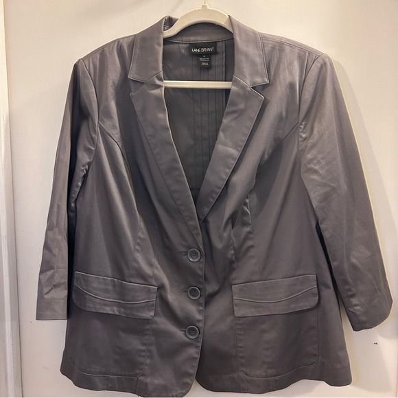 Lane Bryant Jackets & Blazers - Lane Bryant Gray Cotton Blend Blazer Jacket Size 18 Women's Workwear Career